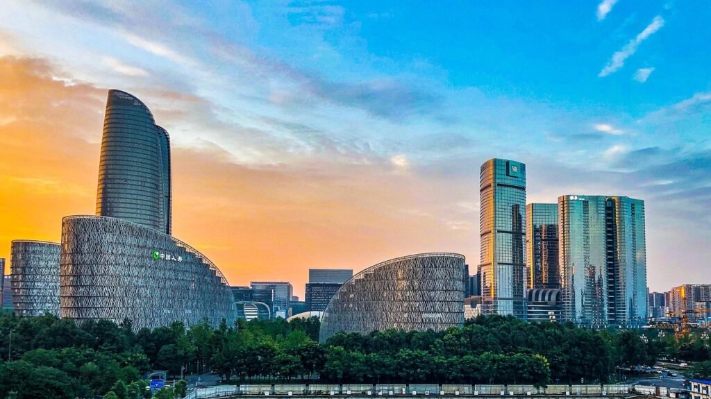 city, sunset, chengdu, financial center, nature, twilight, urban, china, chengdu, chengdu, chengdu, chengdu, chengdu